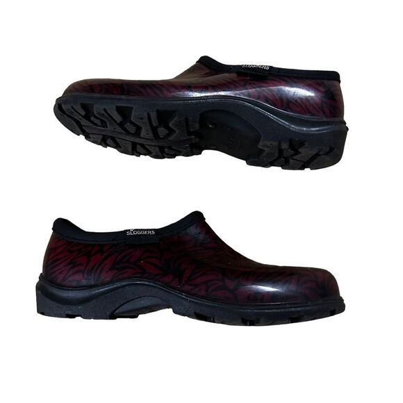 Sloggers ~ Waterproof Clog Shoe ~ Slip On ~ Casual Floral Red Pattern ~ size 6 - Picture 3 of 7